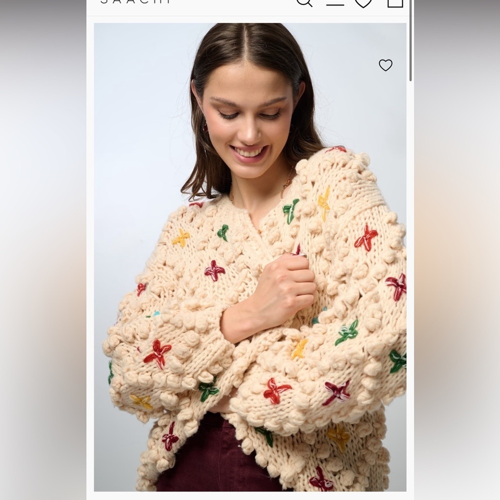 Saachi FLORAL KNITTED WINTER CARDIGAN FOR WOMEN